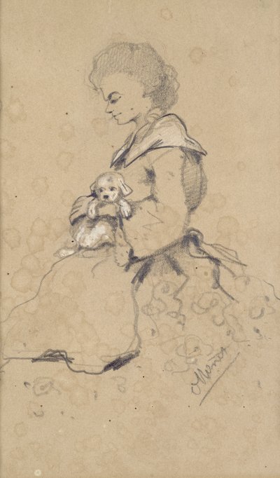 Frauen mit einem kleinen Hund von Claude Monet